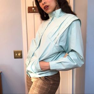vintage 90s mint green pleated windbreaker